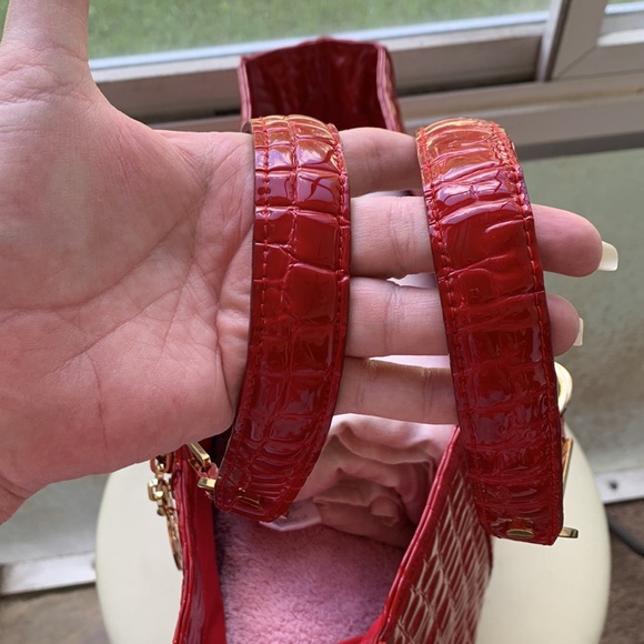 Tory Burch Red Jordana Croc Embossed Tote Bag - Picture 5 of 11